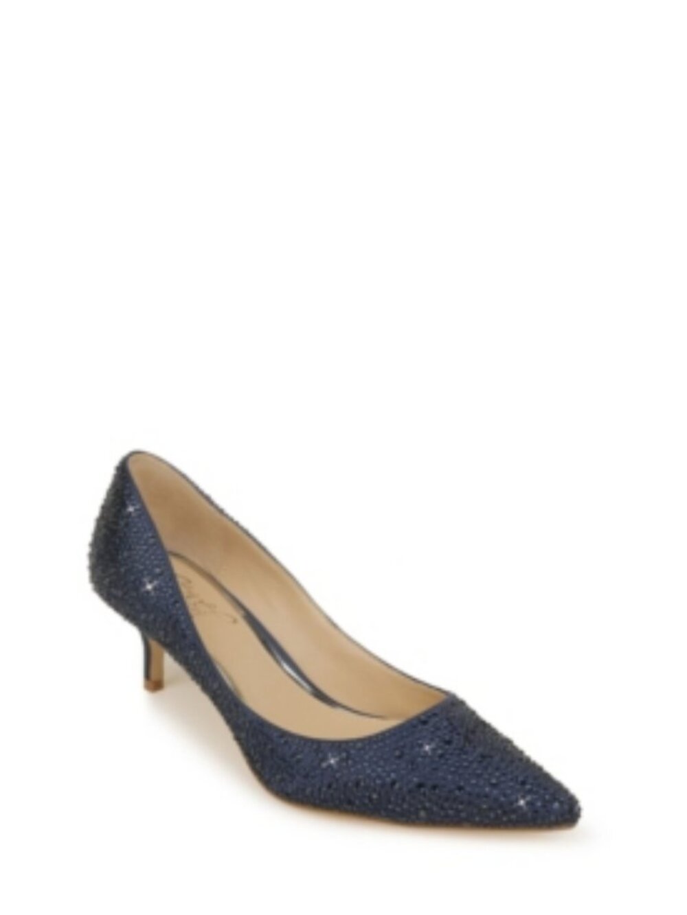 Jewel Badgley Mischka Women's Frenchie Kitten Heel Evening Pumps - Navy - Picture 7 of 7